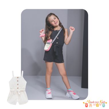 Macaquinho em malha canelada botone Le Petit Kukie