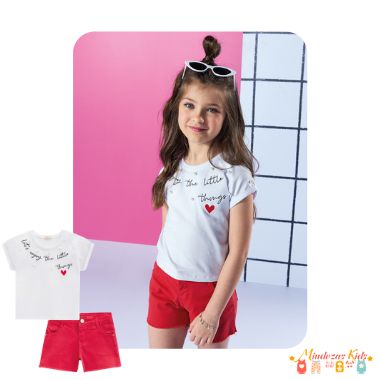 Conjunto Blusa em meia malha e shorts em sarja Infanti blk24k