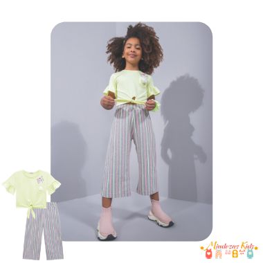 Conjunto Blusa Boxy e Pantacourt Neon Le Petit Kukie