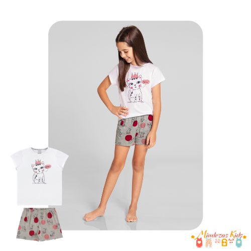 Pijama Blusa E Shorts Gatinho blk23k