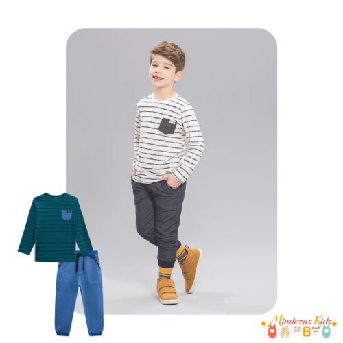 Conjunto de camiseta e calça jogger em denim Luc.boo blk23k