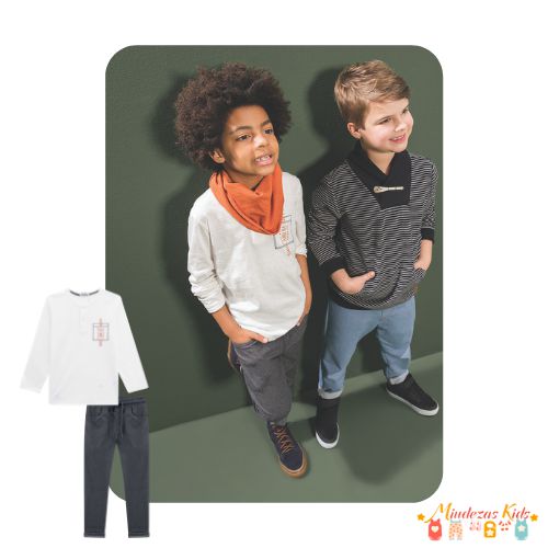 Conjunto de camiseta e calça em cotton jeans Luc.boo blk