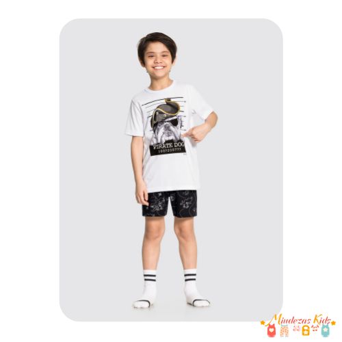 Pijama Meia Malha Penteada Alakazoo blk23k
