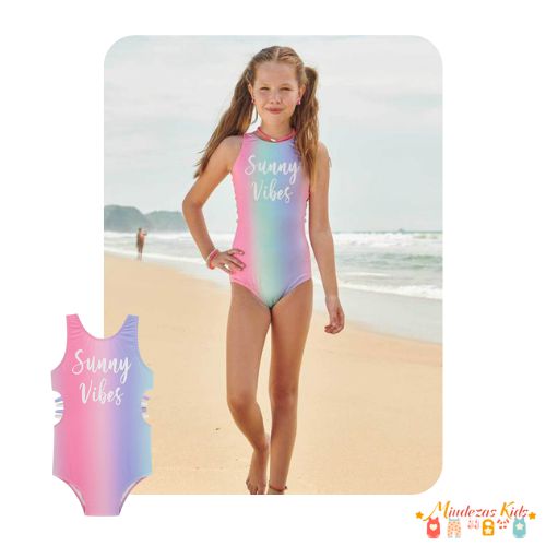 Maiô em Malha com Proteção Uv Estampada Vic&Vicky blk23k