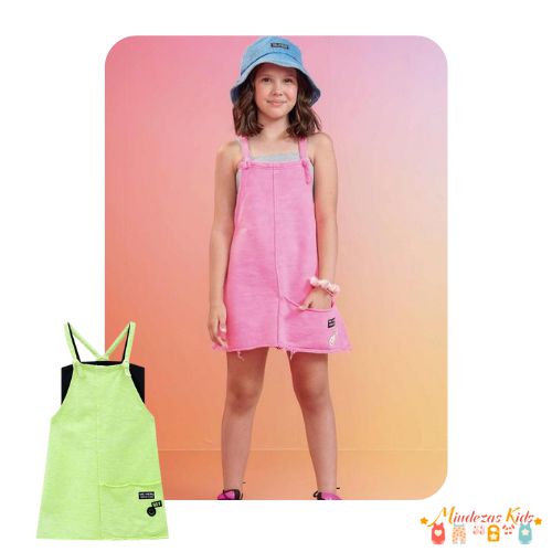 Salopete em Moletom Diagonal e Top em Cotton Vic&Vicky blk23k