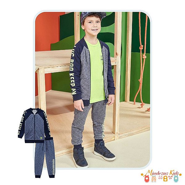 Conjunto de jaqueta e calca em moletom flame sem pelucia Luc.boo