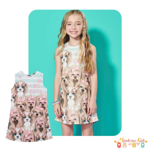 Vestido em malha crepe foil Kukiê So Cute