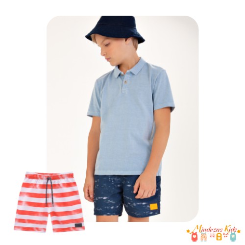 Bermuda em nylon sublimado Onda Marinha blk24k