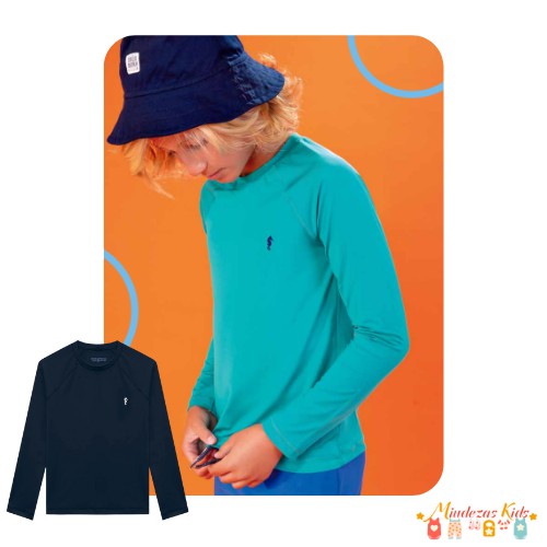 Camiseta manga longa em tecido UV Onda Marinha