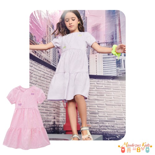 Vestido midi em anarruga vichy Nina Go