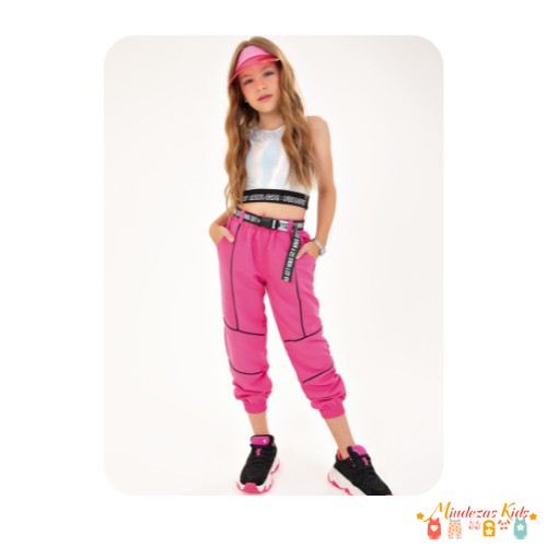 Conjunto de top e calça jogger corta vento Nina Go BLK24