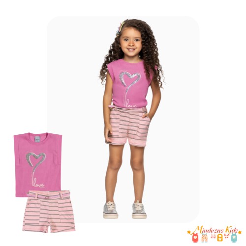 Conjunto de blusa e shorts em moletinho viena Angerô - BLK24