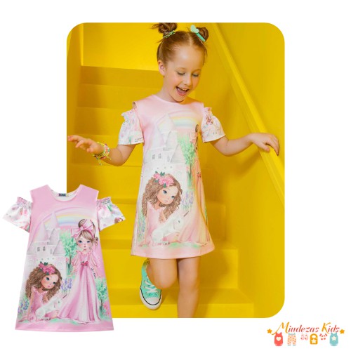 Vestido em fly tech Kukiê Princesas blk23k