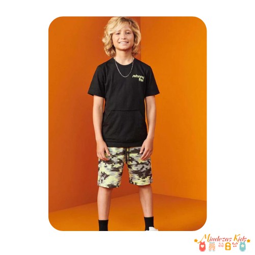 Conjunto de camiseta em meia malha e bermuda em molecotton behinds stretch Johnny Fox