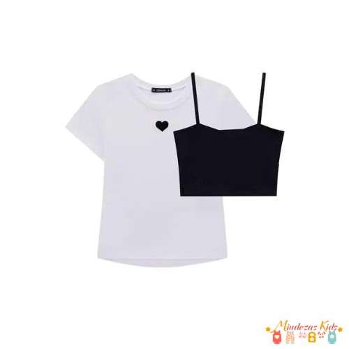 Blusa em meia malha e top em cotton Lilimoon