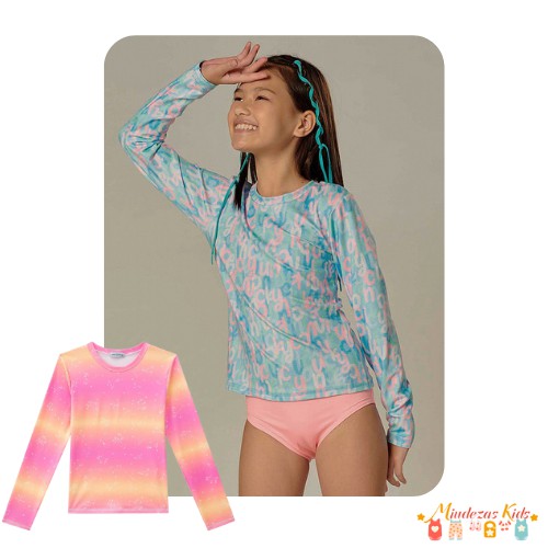 Blusa em malha com proteção UV 50+ Vic&Vicky