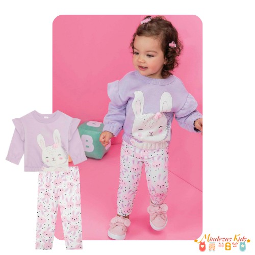 Conjunto de blusão em moletom e legging em molecotton Kukiê