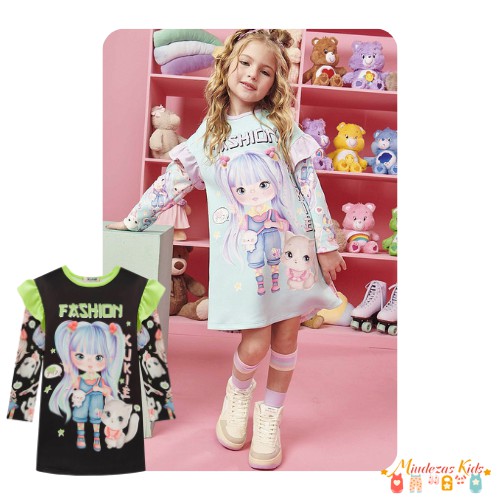 Vestido em fly tech Kukiê Fashion BLK24