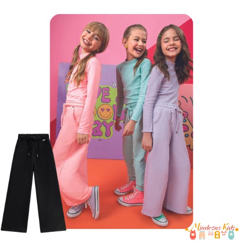 Calça wide leg em moletom sem pelúcia Infanti