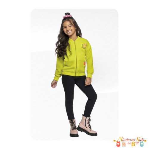 Conjunto de blusão em matelasse e legging cotton Angero BLK24