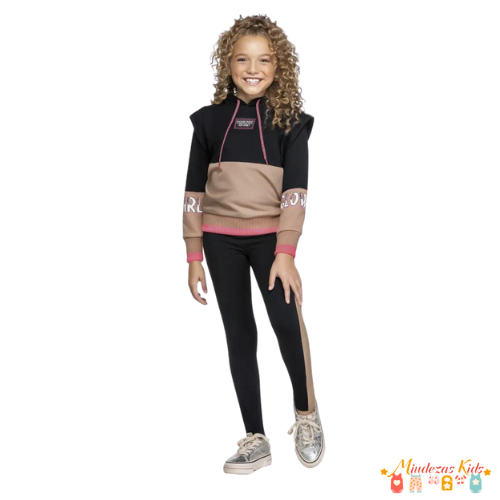 Conjunto de blusa em moletom felpado e calça em cotton Angero