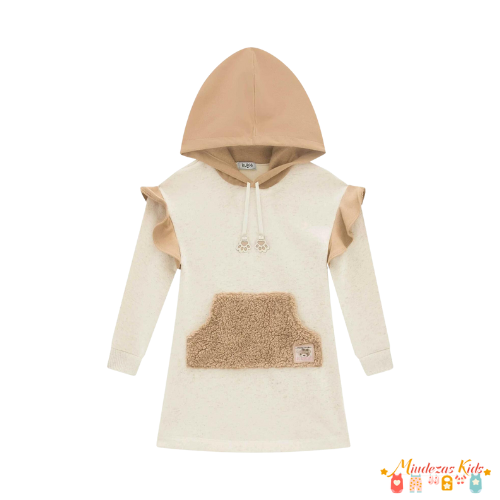 Vestido em moletom com pelúcia Kukiê Teddy