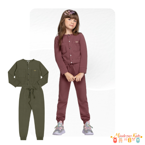 Conjunto de blusa e calça jogger em cotton Angero - BLK24