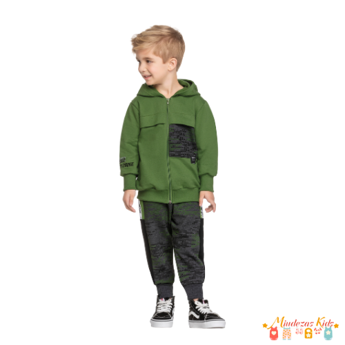 Conjunto de jaqueta e calça moletom felpado Angero
