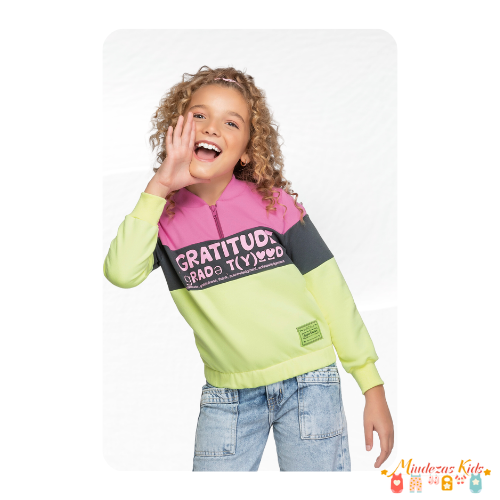 Casaco em moletom felpado Gratitude Angero - BLK24