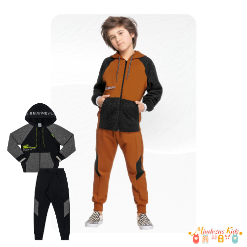 Conjunto de jaqueta e calça em moletom felpado Angerô