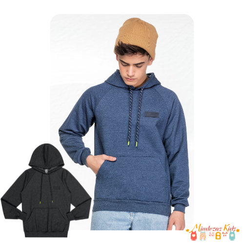 Casaco com capuz em moletom PA felpado Angero BLK24