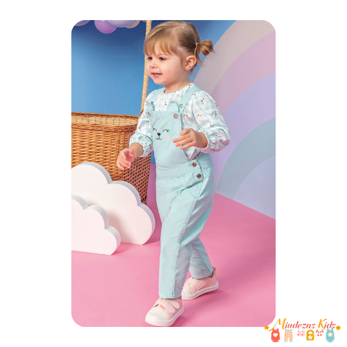 Jardineira em sarja e bata em malha fresh Infanti baby