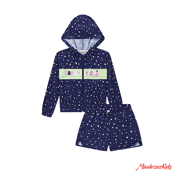 Conjunto de jaqueta corta vento e shorts em nylon Infanti
