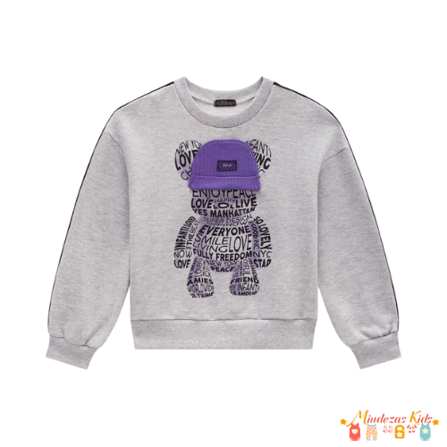 Blusão em moletom sem pelucia Urso Infanti Fashion