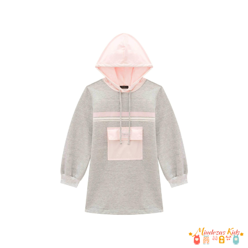 Vestido em moletom com pelúcia e nylon holográfico Infanti