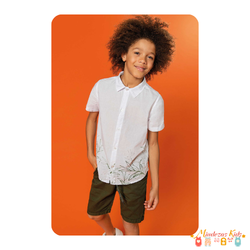 Conjunto de camisa em tricoline napoli e bermuda em sarja pita Johnny Fox