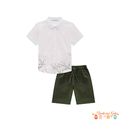 Conjunto de camisa em tricoline napoli e bermuda em sarja pita Johnny Fox