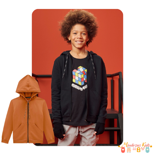 Jaqueta em Moletom com Pelúcia Johnny Fox