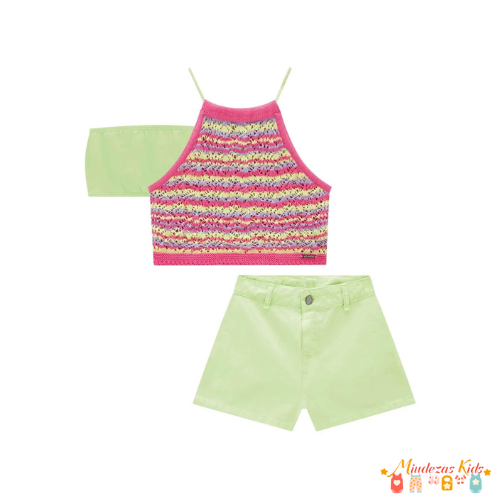 Conjunto de cropped, top e shorts Vic&Vicky
