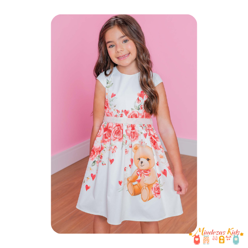 Vestido Ursa em Super Cetim Infanti