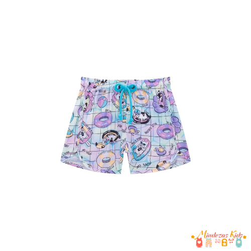 Short em nylon estampado Vic&Vicky