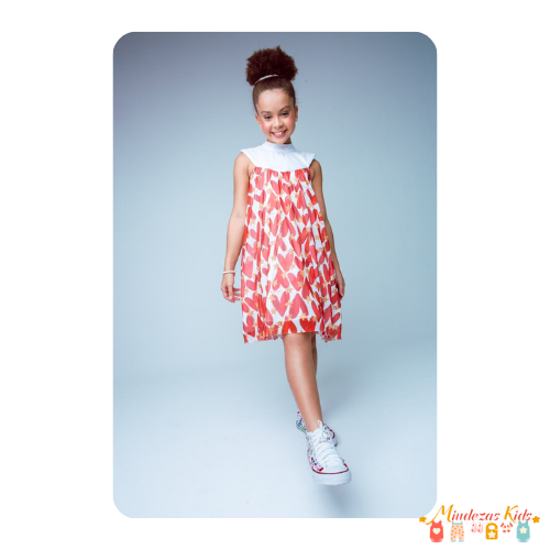 Vestido godê tule L2M Girls corações