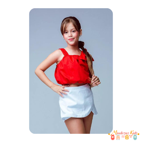 Top balone laço L2M Girls vermelho