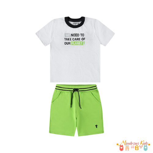 Conjunto de camiseta e bermuda Onda Marinha Planet