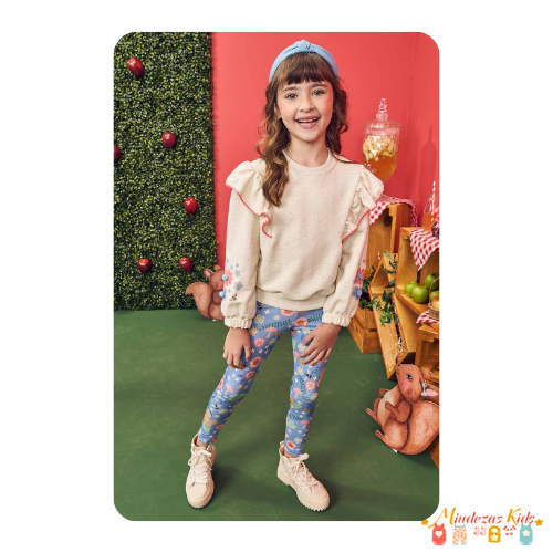 Conjunto de blusão em moletom linho e legging em molecotton Kukiê