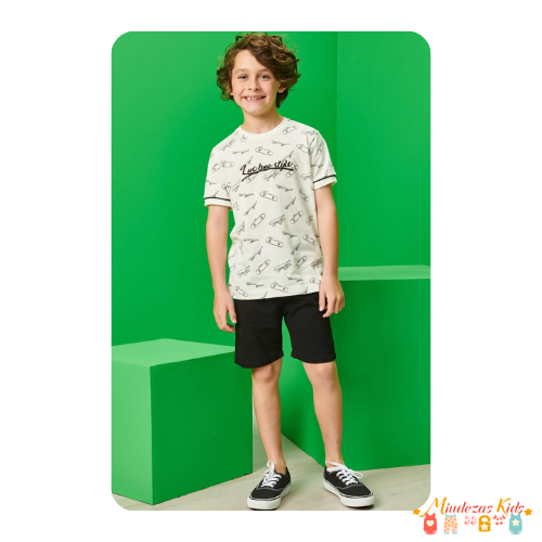 Conjunto de camiseta e bermuda em sarja Luc.boo