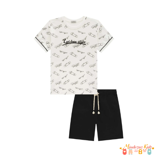 Conjunto de camiseta e bermuda em sarja Luc.boo