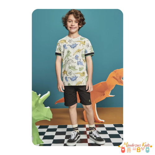 Conjunto de camiseta e bermuda em sarja Luc.boo