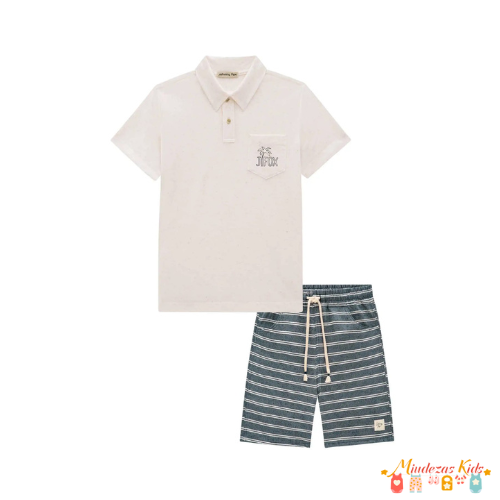 Conjunto de camisa polo e bermuda em sarja Johnny Fox