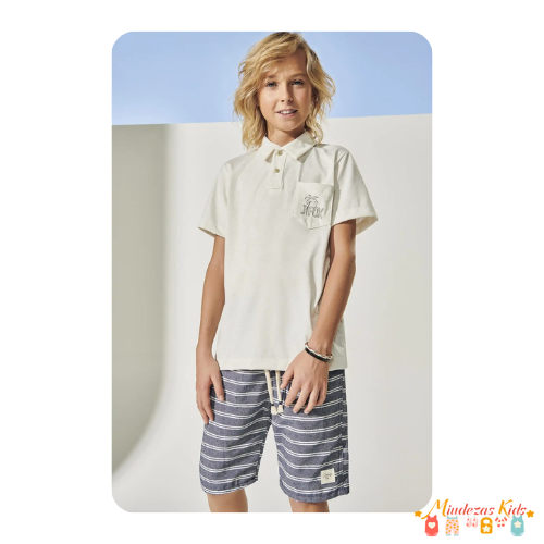 Conjunto de camisa polo e bermuda em sarja Johnny Fox